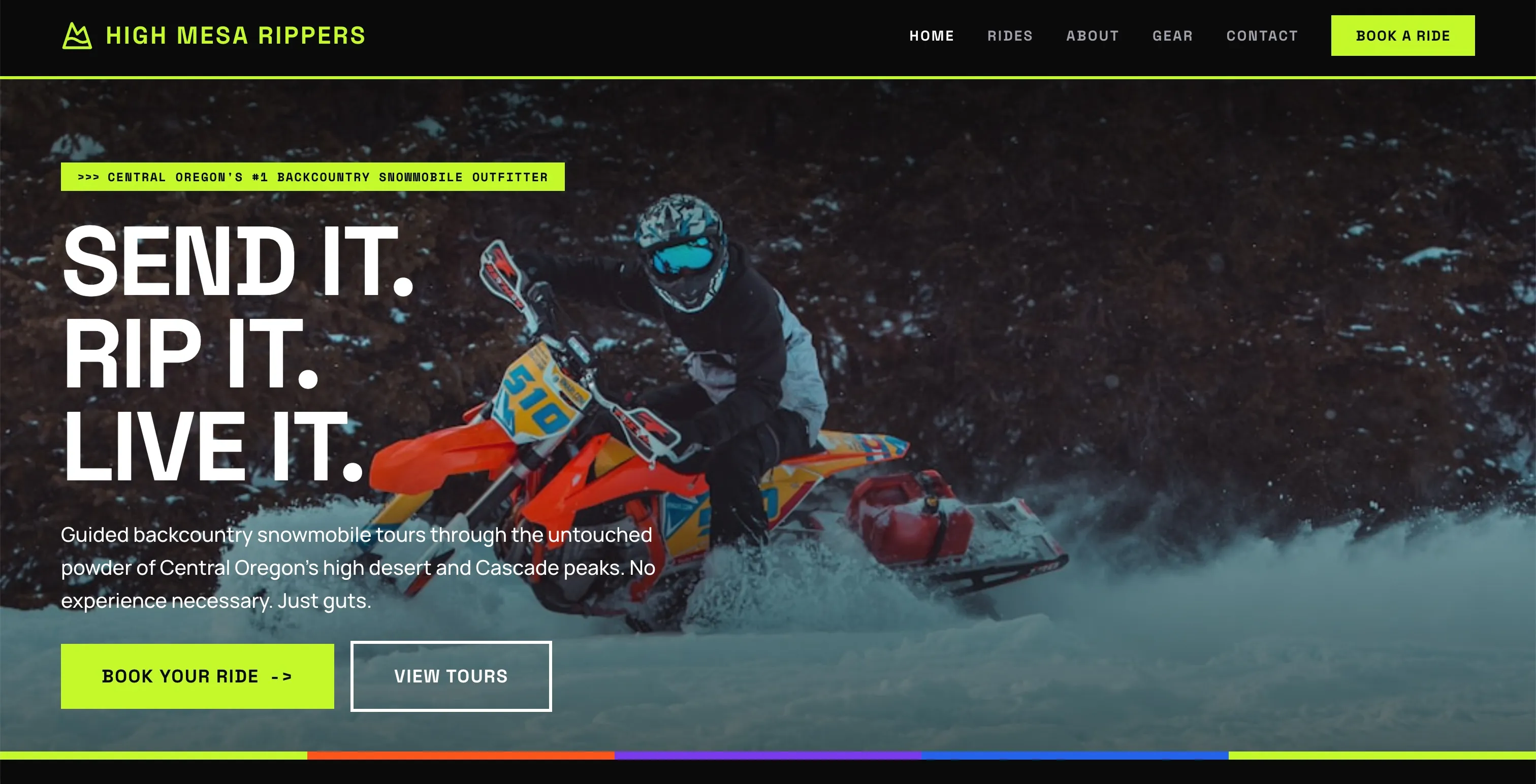 Backcountry snowmobile tours built to book rides.